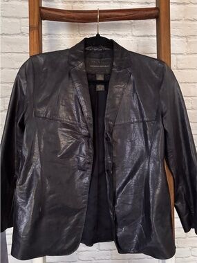 Banana Republic Black Genuine Leather Blazer